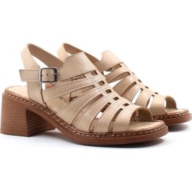 Resim Fast Step Hakiki Deri Kadın Dolgu Topuk Sandalet 621ZA937L 