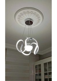 Resim Tek Toplu Krom Kaplamalı 3 Renk Ledli Avize Krom 