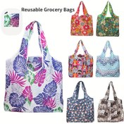 Resim Kadınlar için yüksek kaliteli tekrar kullanılabilir market çantaları, katlanabilir ve yıkanabilir polyester alışveriş çantası omuz askılı, 46.0X35.0cm büyük kapasiteli tote çantaları, seyahat, piknik ve açık hava etkinlikleri için mükemmel 