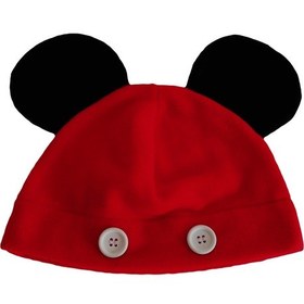 Resim Berselüx Miki Fare Kız, Erkek, Unisex Polar Çocuk Beresi, Kırmızı 