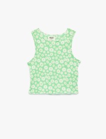 Resim Koton Çiçekli Crop Yeşil Kız Çocuk Bluz 6SKG60076AK 