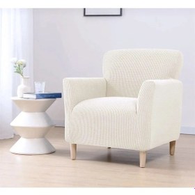 Resim Upmall Streç Yikanabilir Kare Desen 1kişilik Koltuk Örtüsü Kahve 