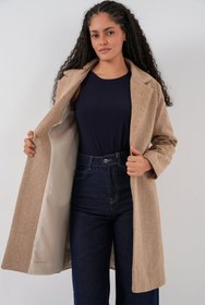 Resim 9085 Balık Sırtı Kaşe Kaban - Camel - Bordo / 38 