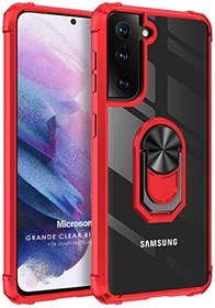 Resim Microsonic Samsung Galaxy S22 için Kılıf Grande Clear Ring Holder Kırmızı [Galaxy S22 ile Uyumlu Kılıf - Kırmızı] 