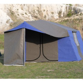 Resim 2 Oda + Mutfaklı Kamp Çadırı 4-6 Kişilik Kapı Sineklikli Mavi - Gri 