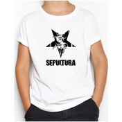 Resim Sepultura Yazı Logo Beyaz Çocuk Tişört Beyaz 