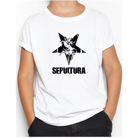 Resim Sepultura Yazı Logo Beyaz Çocuk Tişört Beyaz 