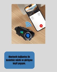 Resim Zengemtx Q28 Kameralı Motosiklet Kask Kulaklık Bluetooth 5.3 Su Geçirmez 1080p Hd 