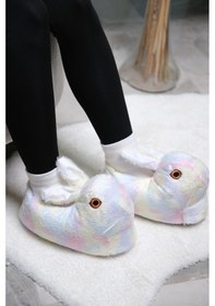 Resim Earna Tavşan Model Şişme Peluş Kadın Panduf Lila 