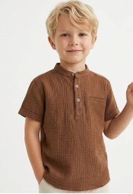 Resim Babylory Kdis Store Ham Keten Koyu Kahve Premium Gömlek 