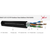 Resim ERAT EDC-250C6UPE1BC-500 500MT UTP PE TEK KILIFLI CAT6 OUTDOOR NETWORK KABLO SIYAH 23AWG 0.58MM %100 BAKIR 