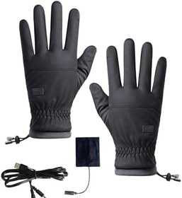 Resim Isıtmalı Eldivenler - Rüzgar Geçirmez Dış Mekan USB Isıtmalı Kadın Eldivenleri - Kaymaz Elektrikli Dokunmatik Eldiven, Kayak Snowboard Kızak Çalışma Soğuk Hava Malzemeleri 