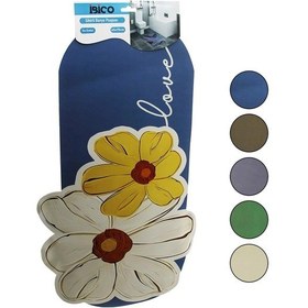 Resim Çiçek Figürlü - Renkli 45x75cm Su Emici - Sihirli Banyo Paspası Elastik 5365 