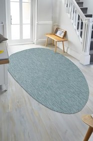 Resim Tema 9036 Turkuaz Sisal Hasır İç Dış Mekan Kilim Dekoratif Bahçe Balkon Salon Halısı 
