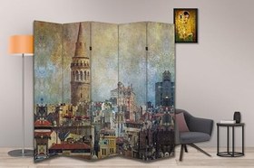 Resim Şehir Temalı Özel Tasarım Paravan Room Divider 180 x 200 cm 