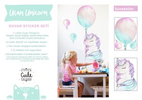 Resim Uçan Unicorn Duvar Sticker Seti 