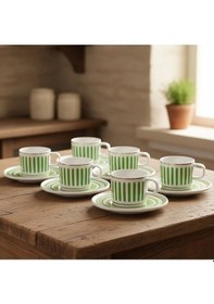 Resim Güral Porselen Mental 12 Parça Kahve Fincan Takımı 559 Yeşil 