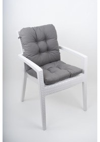 Resim Neva Pofidik Antrasit Arkalıklı Sandalye Minderi Özel Dikişli Bağcıklı 44x84 Cm Antrasit 