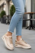 Resim AYAKMOD Lady 029 Z Gold Detaylı Bej Kadın Sneaker 