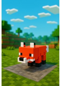 Resim Minecraft Tarzı Tilki Oyuncak Bloklu Yapı Seti, Koleksiyonluk H 