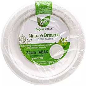 Resim Roll-up Nature Ekolojik Karton Kağıt Parti Tek Kullanımlık Tabak - 22 Cm. - 50 Adetlik 10 Paket 