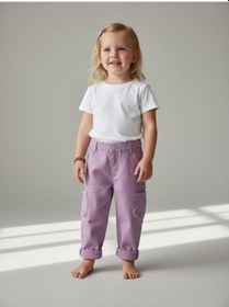 Resim Zekids Kız Bebek Beli Lastikli Yumuşak Dokulu Pantolon-16727 Lila 