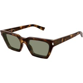 Resim Saint Laurent Kadın Kahverengi-Yeşil Organik (UV) Cam Selüloz Asetat (Selüloid) Kapalı Çerçeve Dikdörtgen Güneş G 