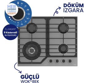 Resim Ferre Flowart Digital Asimetrik Gri Cam Ankastre Set QBL63CPR+NT028-WFA+D065 