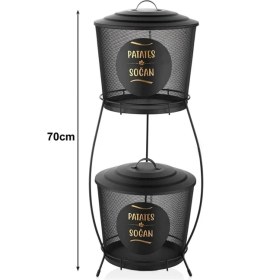 Resim Özbience Çift Katlı Metal Tel Örgü Patates ve Soğan Saklama Kabı 