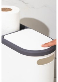 Resim Porsima M-325 Çöp Kutusu Banyo Mutfak Çöp Kovası Kapaklı Banyo Çöp Kovası 10lt Beyaz 
