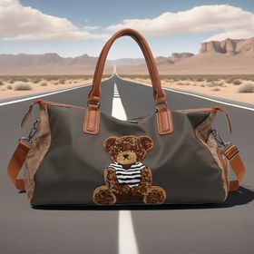 Resim Sevimli Teddy Bear Tasarımlı Büyük Kapasiteli Oxford Seyahat Çantası - Dayanıklı Spor & Hafta Sonu Bagaj, Yeşil/Siyah, Sağlam Saplar & Öğrenciler için Ayarlanabilir Omuz Askıları, İş Seyahatleri & Kısa Seyahatlere Uygun, Oyunbaz Tasarım, Dokulu Yüzey 