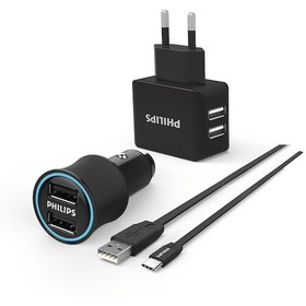 Resim Phılıps Dlp2553Ec Seyahat Ve Araç Şarj Kablo Combo -Usb C 