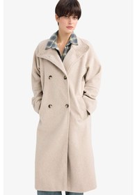 Resim Defacto Relax Fit Düğmeli Uzun Kaşe Kaban F5547ax25wnbg501 Bej-bg501 