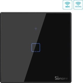 Resim T3Eu1C 1 Kanal Wifi-Rf Akıllı Işık Anahtar Siyah 