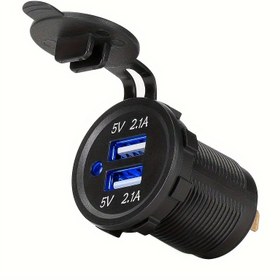 Resim 12V-40V Çift USB Araba Şarj Soketi - 4.8A Hızlı Şarj Araba Fişi Adaptörü, Otomobiller, Kamyonlar ve Tekneler için 