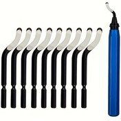 Resim 11 Parça HSS Bıçak Seti - 360° Dönebilen Çelik Saplı Metal, Reçine, Plastik, Bakır ve Ahşap İçin Çapak Alma Aleti 