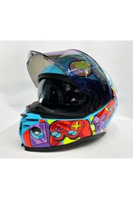 Resim Sway SW 867 GAMER Gloss Renkli Camlı İç Güneş Vizörlü Kapalı Kask 