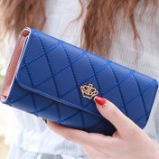 Resim Trendy Argyle Checked Tri-fold Uzun Cüzdan, Çoklu Kart Yuvası Kart Tutucu, Günlük Kullanım İçin Mükemmel Cüzdan 