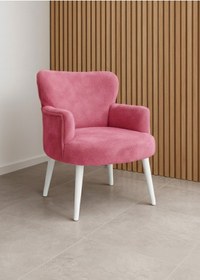 Resim Waterybrook Modern Welsoft Berjer Koltuk Demonte Beyaz Ahşap Ayak 12 Renk Seçeneği Pembe 