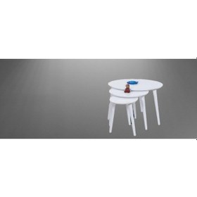 Resim Zigon Osm Elips Model Sehpa Parlak Beyaz Boya Kayın Torna Retro A 