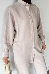 Resim Tesettür Tensel Kumaş Gömlek Tunik Taş TZL-P-00021264 