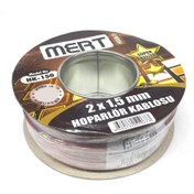 Resim electroon Mert Kablo 2x1,50mm Hoparlör Kablosu 100metre Şeffaf 