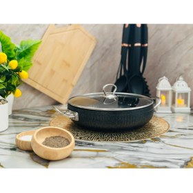 Resim Protef Istiridye 26 Cm Basık Güveç Tenceresi Granit Gümüş Kulp 