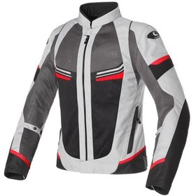 Resim Clover Airjet-5 Korumalı Yazlık Kadın Motosiklet Montu Açık Gri 