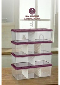 Resim Selka Home 4 Adet 2 Lt. Nora Bölmeli Organizer Buzdolabı Buzluk Düzenleyici Saklama Kabı 
