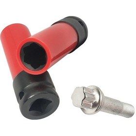 Resim Ebitda Mercedes-benz İçin 17mm 6-uçlu Çiçek Desenli Bijon Anahtarı - 1/2 Kare Uçlu, 87mm, Altın Kaplama 