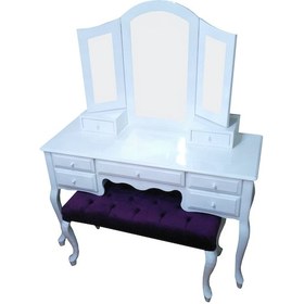 Resim Makyaj Masa Dresuar 7 Çekmece Ahşap Kayın Lüken Aslan Ayak Kırmızı Lake boya Yan açıl ayna El Yapım 