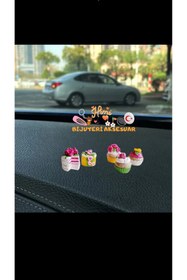 Resim himi bijuteri aksesuar 5'li Cupcake Pasta Dikiz Aynası Süsü Ayna Süsü Araç İçi Araba Süsü Torpido Süsü Araç Oto Aksesuar 