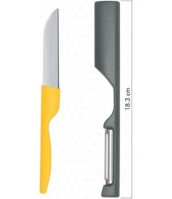 Resim Valletta Delos 2 In 1 Paslanmaz Çelik Bıçak Ve Soyacak Seti 