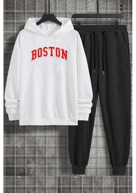 Resim Unisex Boston Baskılı Eşofman Takımı Beyaz 